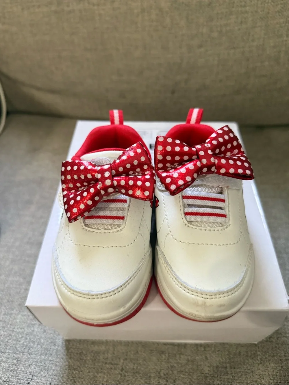 wonder nation White and Red Polka-Dot Bow Sneakers